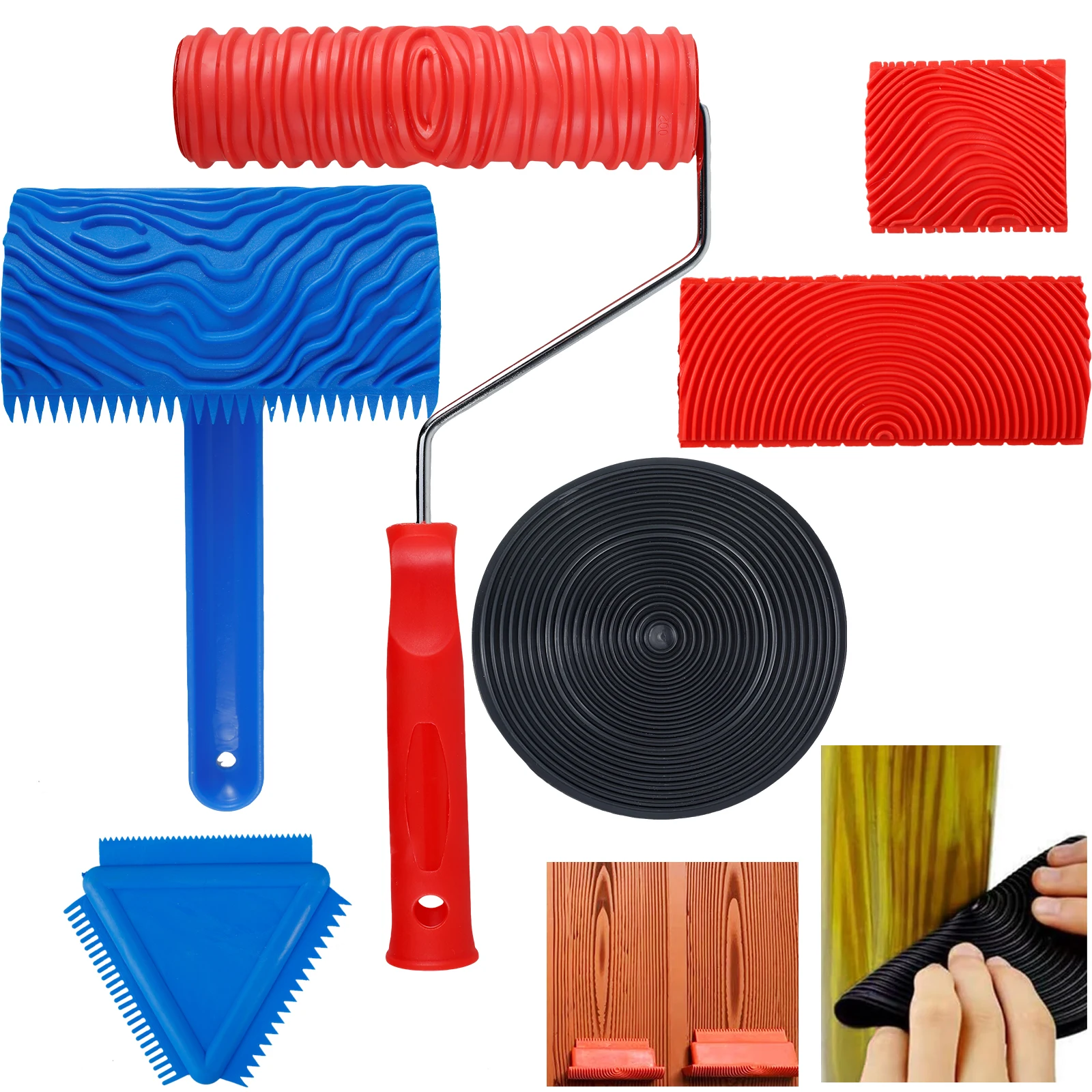 Набор из 6 инструментов для создания текстуры под дерево: валики и кисти для рисования узоров на стенах, в комнатах, на участке, в саду, для декоративной покраски
Набор из 6 инструментов для создания текстуры под дерево: валики и кисти для рисования узоров на стенах, в комнатах, на участке, в саду, для декоративной покраски