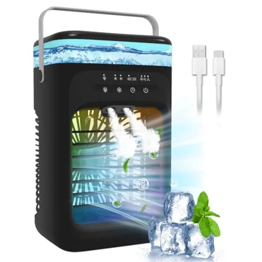 Portable Air Conditioner, 4-in-1 Evaporative Air Cooler, Personal Cooling Fan with 3 Speeds, 2 Mist Modes, 7 LED Night Light, 2
Portable Air Conditioner, 4-in-1 Evaporative Air Cooler, Personal Cooling Fan with 3 Speeds, 2 Mist Modes, 7 LED Night Light, 2