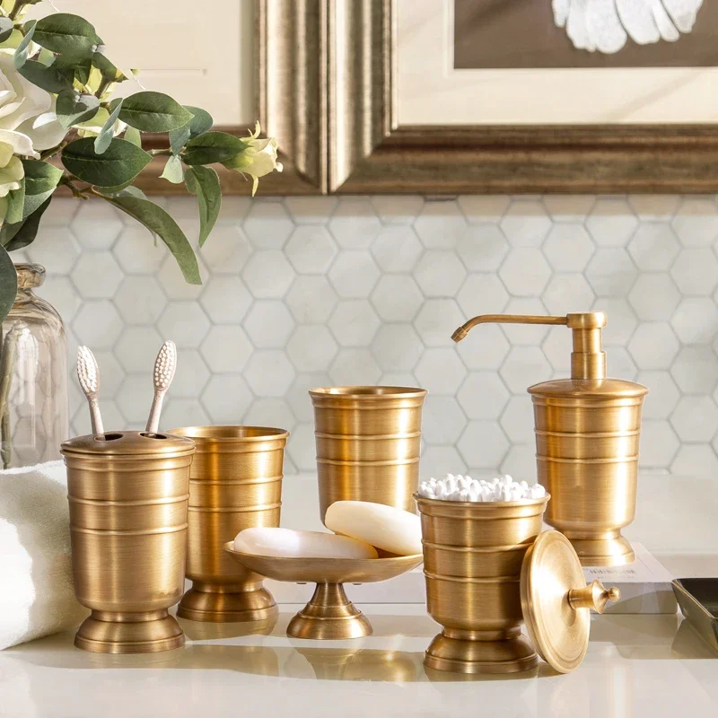 Golden Retro Copper Bathroom Set American Style Brushed Brass Toothbrush Holder Kit Bathroom
Golden Retro Copper Bathroom Set American Style Brushed Brass Toothbrush Holder Kit Bathroom