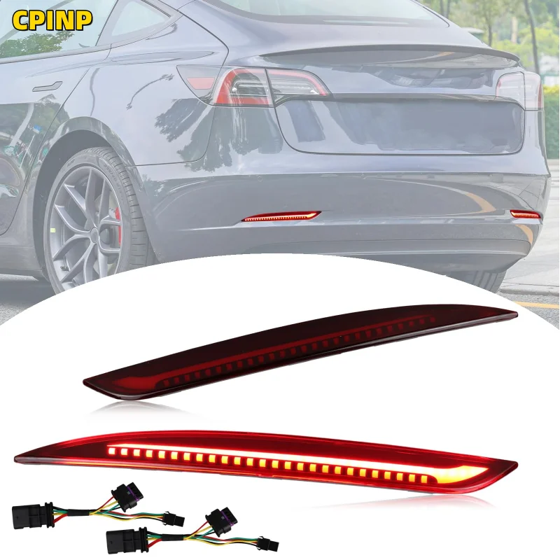 LED Rear Bumper Reflector Lights for Tesla Model 3 2017-2023 Functions as DRL Brake Light with Sequential turn signal Fog Lamps
LED Rear Bumper Reflector Lights for Tesla Model 3 2017-2023 Functions as DRL Brake Light with Sequential turn signal Fog Lamps
