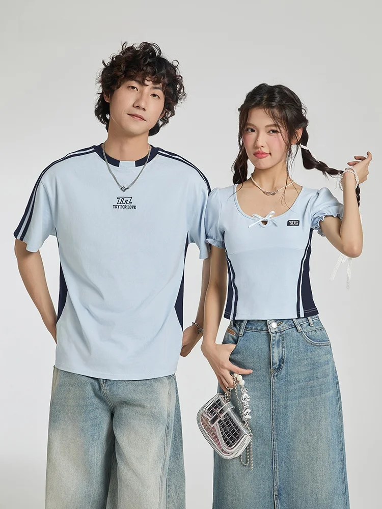 Tryforlove Couples Matching Simple Design Embroidered Short Sleeve T-Shirt Men Women Summer New Style One Long One Short Cotton
Tryforlove Couples Matching Simple Design Embroidered Short Sleeve T-Shirt Men Women Summer New Style One Long One Short Cotton