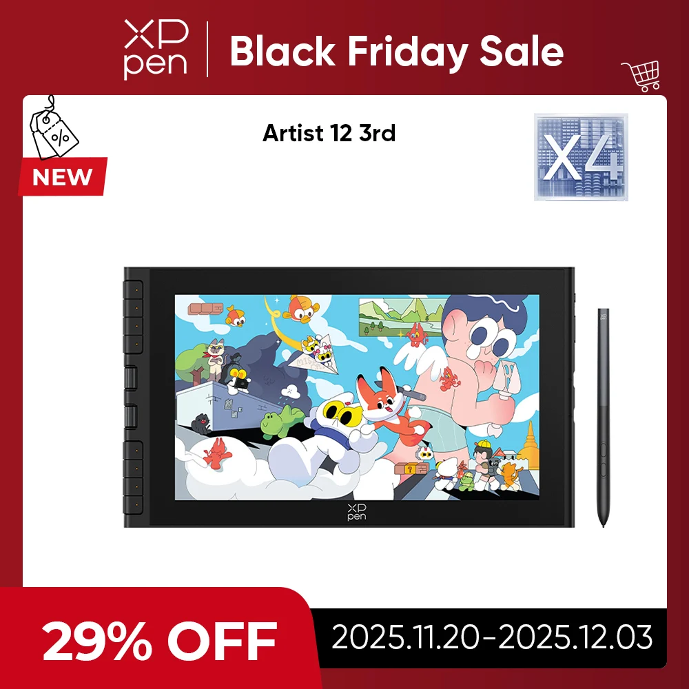 XPPen Artist 12 (Gen 3) Drawing Display with X4 Smart Stylus 2 Dials 8 Keys Portable Graphic Tablet Monitor 99% sRGB
XPPen Artist 12 (Gen 3) Drawing Display with X4 Smart Stylus 2 Dials 8 Keys Portable Graphic Tablet Monitor 99% sRGB