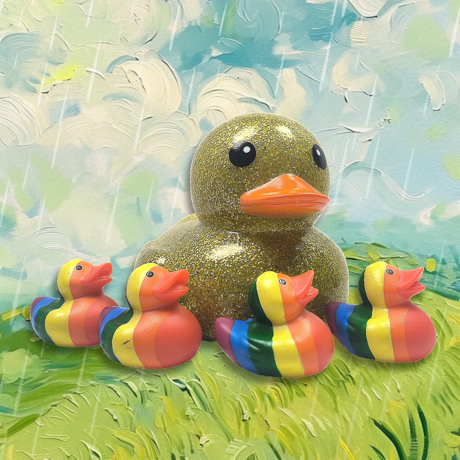 6.89 Inch Giant Golden Glitter Rubber Duck Big Glitter Rubber Duck And His 4 Rainbow Rubber Duckies Baby, Dashboard Ornament
6.89 Inch Giant Golden Glitter Rubber Duck Big Glitter Rubber Duck And His 4 Rainbow Rubber Duckies Baby, Dashboard Ornament