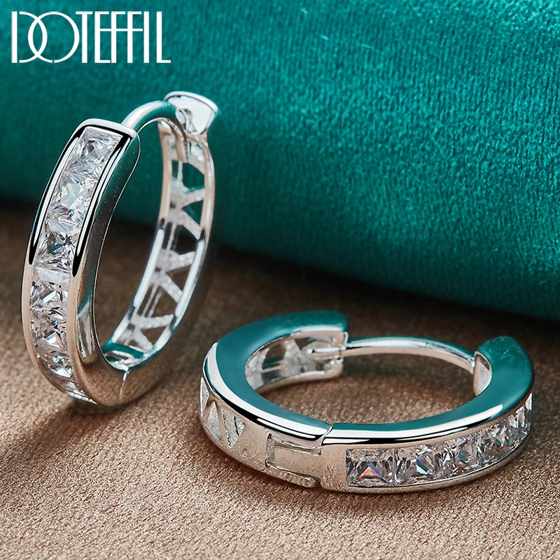 DOTEFFIL 925 Sterling Silver AAA Zircon Circle Hoop Charm Earrings Fashion For Woman Wedding Engagement Party Gift Jewelry
DOTEFFIL 925 Sterling Silver AAA Zircon Circle Hoop Charm Earrings Fashion For Woman Wedding Engagement Party Gift Jewelry
