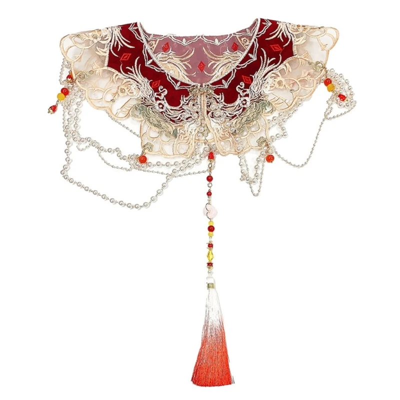 Chinese False Collar Embroidered Bride Shawl Cloud Collar Tassels Shawl Traditional Decorative Collar for Women
Chinese False Collar Embroidered Bride Shawl Cloud Collar Tassels Shawl Traditional Decorative Collar for Women