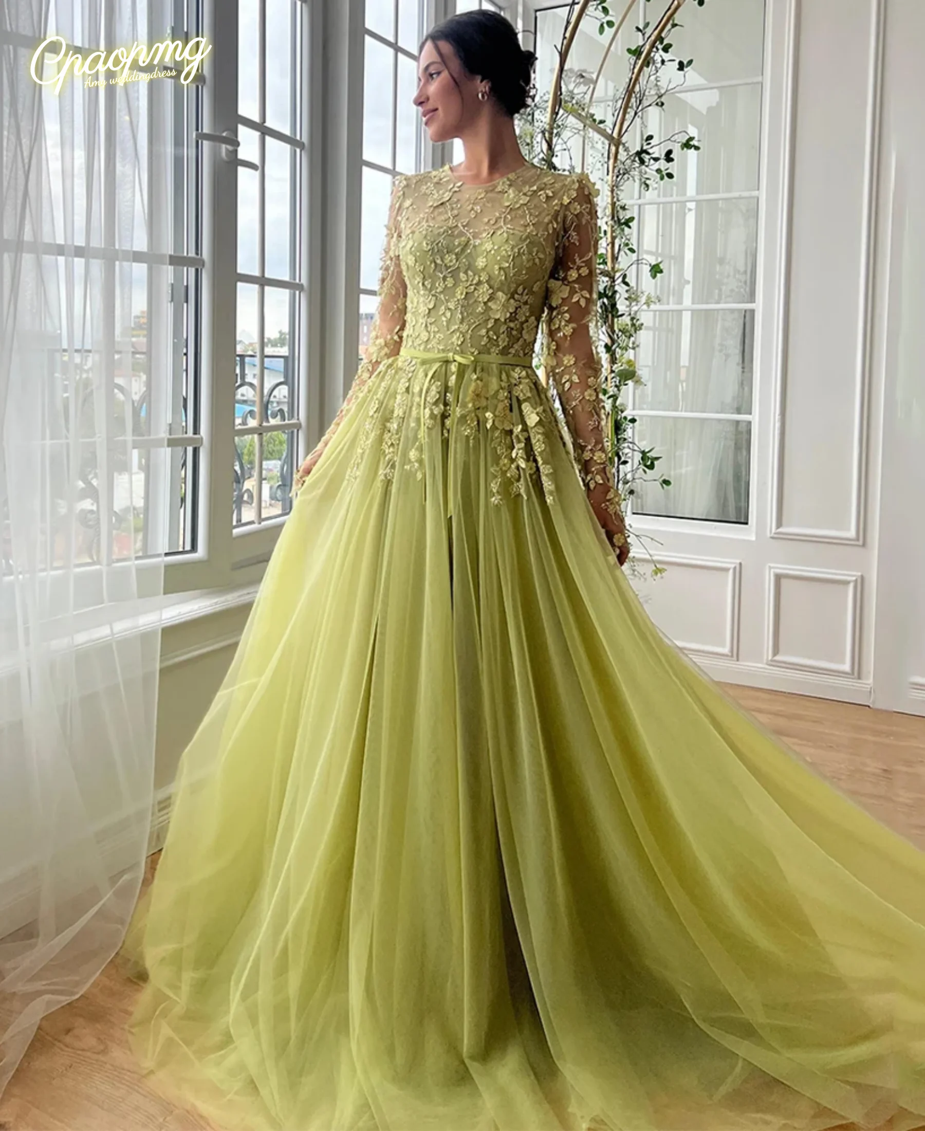 Customized Olive Green Evening Dress Round Neck Long Sleeves Beading Flower Lace Robe De Soiree Prom Dresses Party Gown
Customized Olive Green Evening Dress Round Neck Long Sleeves Beading Flower Lace Robe De Soiree Prom Dresses Party Gown