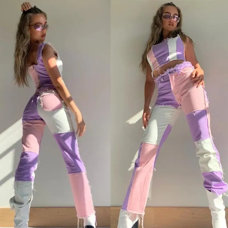 High Waist Mixed Color Splicing Tight Buttos Jeans Women's Faion Cotton Straight Leg Commuter Sle Micro Stretch Bla
High Waist Mixed Color Splicing Tight Buttos Jeans Women's Faion Cotton Straight Leg Commuter Sle Micro Stretch Bla