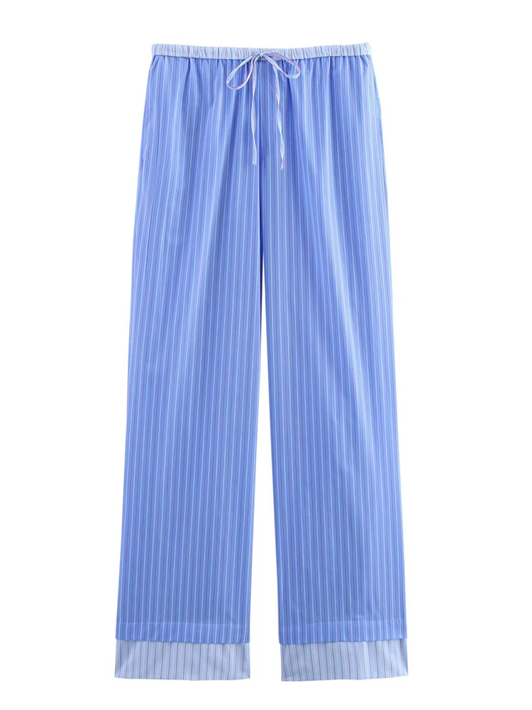 2025 Spring New Arrivals Women's Clothing European and American Style Striped Poplin Elastic Waist Loose Straight Pants
2025 Spring New Arrivals Women's Clothing European and American Style Striped Poplin Elastic Waist Loose Straight Pants