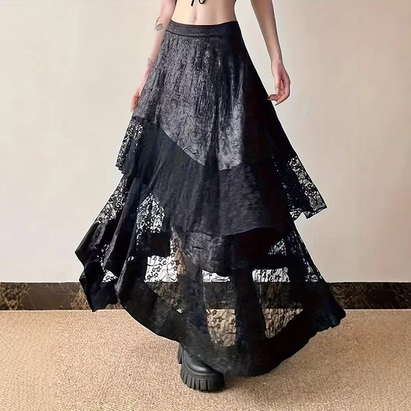 Lace Mesh Patchwork Skirt Women's Summer 2025 New High Waist Drape Irregular A-Line Umbrella Skirt Midi Skirt
Lace Mesh Patchwork Skirt Women's Summer 2025 New High Waist Drape Irregular A-Line Umbrella Skirt Midi Skirt