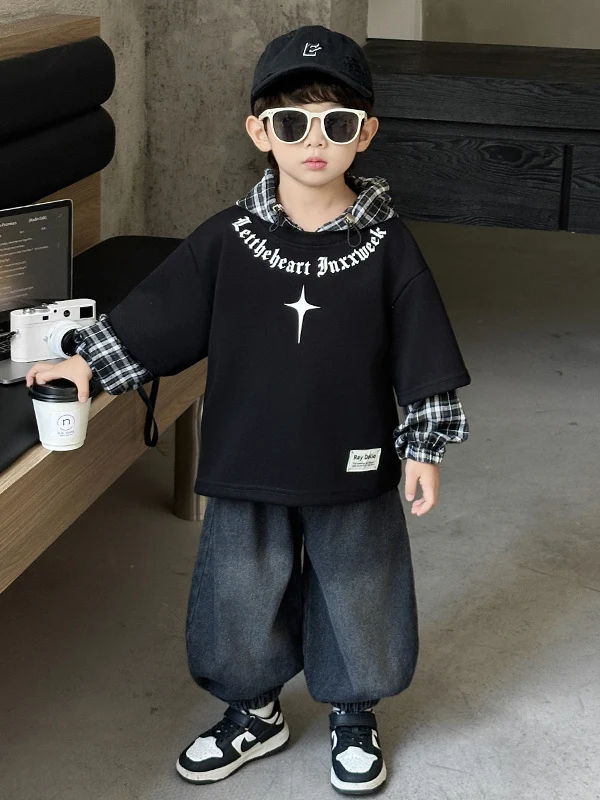 Boys Spring Faionable Outfit Set Sweatirt And Pants Two-Piece Suit Casual Sportswear Long Sve Cotton Blend Teenage Size
Boys Spring Faionable Outfit Set Sweatirt And Pants Two-Piece Suit Casual Sportswear Long Sve Cotton Blend Teenage Size