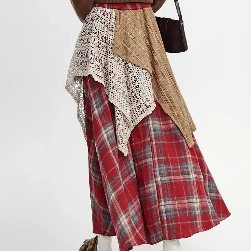 Streetwear Plaid Skirt Big Size Women's Patchwork Irregular Design Fashion Beautiful Long Skirts 2025 Spring New Korean Dress
Streetwear Plaid Skirt Big Size Women's Patchwork Irregular Design Fashion Beautiful Long Skirts 2025 Spring New Korean Dress