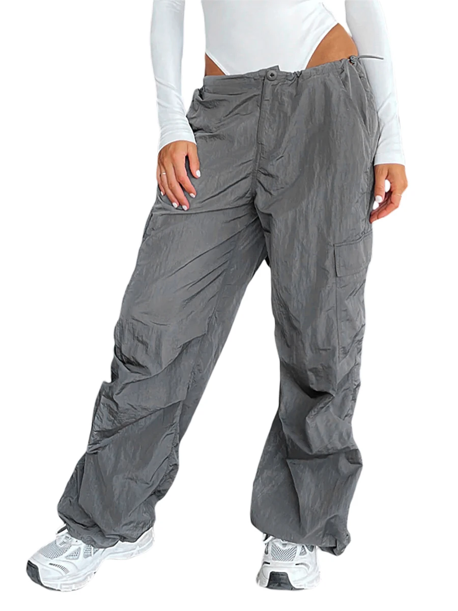 Women Casual Baggy Cargo Pants Adjustable Elastic Waist Multi-Pockets Drawstring Trousers Y2K Streetwear
Women Casual Baggy Cargo Pants Adjustable Elastic Waist Multi-Pockets Drawstring Trousers Y2K Streetwear