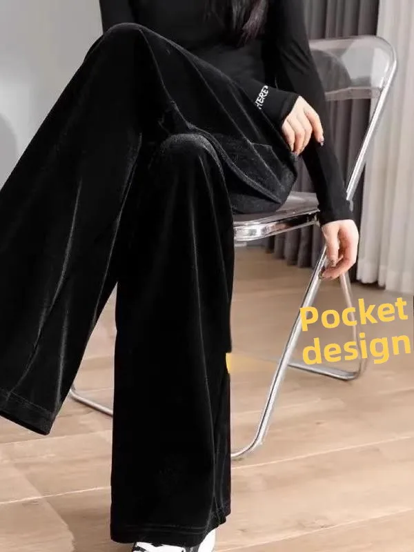 Gold Velvet Wide Leg Pants Women's Casual Straight Drapey High Waist Trendy Autumn Winter plus Size Pear Straight
Gold Velvet Wide Leg Pants Women's Casual Straight Drapey High Waist Trendy Autumn Winter plus Size Pear Straight