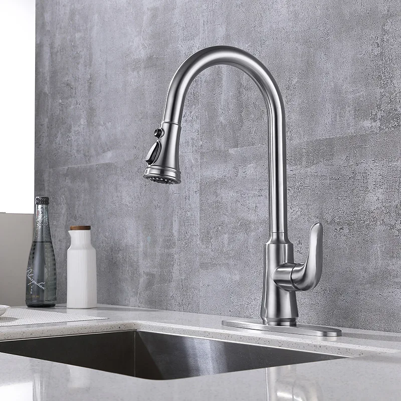 Brushed Nickel Pull out Kitchen sink faucet One Hole One handle Cold hot water Popular design Kitchen Tap Dual mode spray
Brushed Nickel Pull out Kitchen sink faucet One Hole One handle Cold hot water Popular design Kitchen Tap Dual mode spray