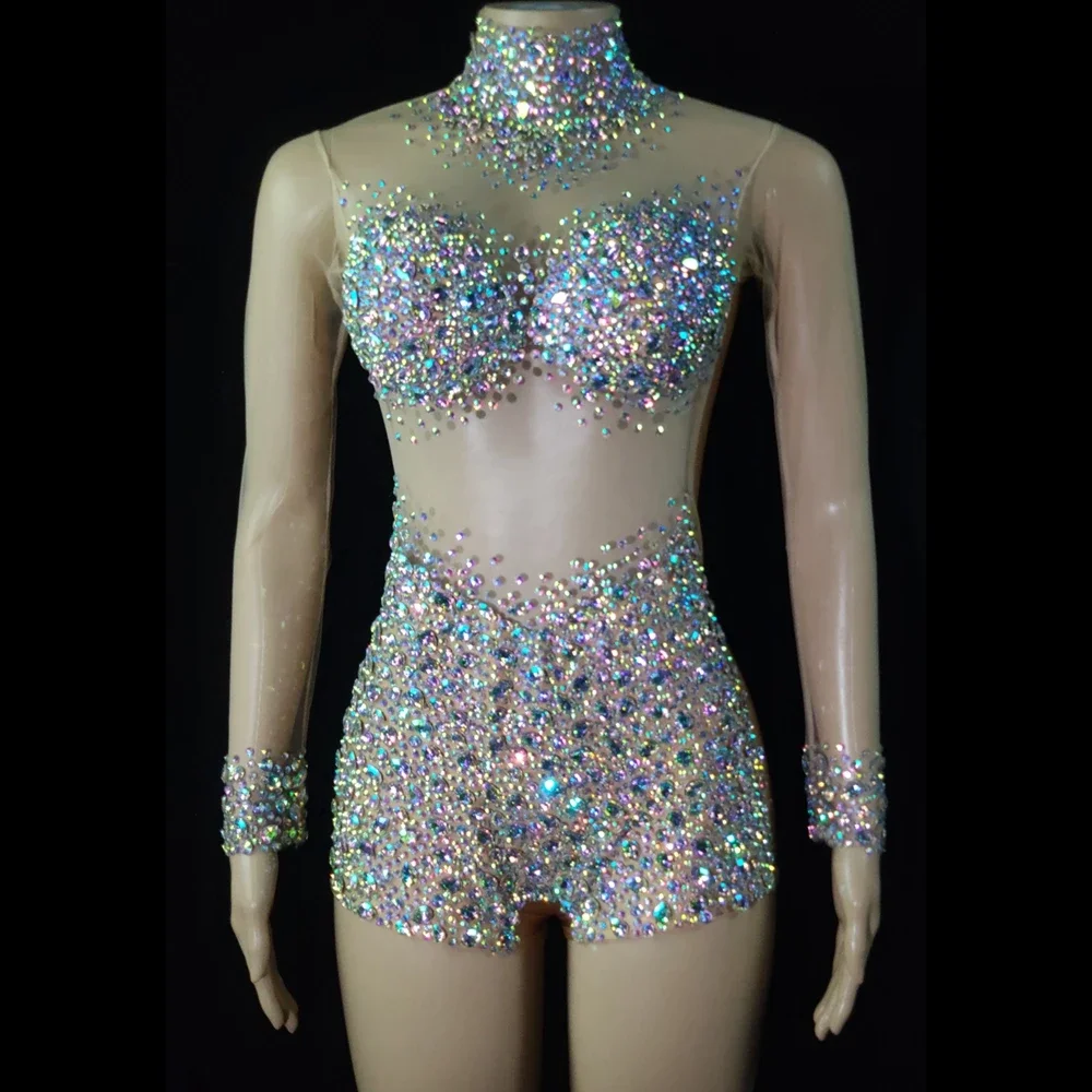 Luxurious AB Rhinestones Leotard Sexy See Through Crystal Dance Costume Women Nightclub Party Birthday Outfit Show Stage Wear
Luxurious AB Rhinestones Leotard Sexy See Through Crystal Dance Costume Women Nightclub Party Birthday Outfit Show Stage Wear