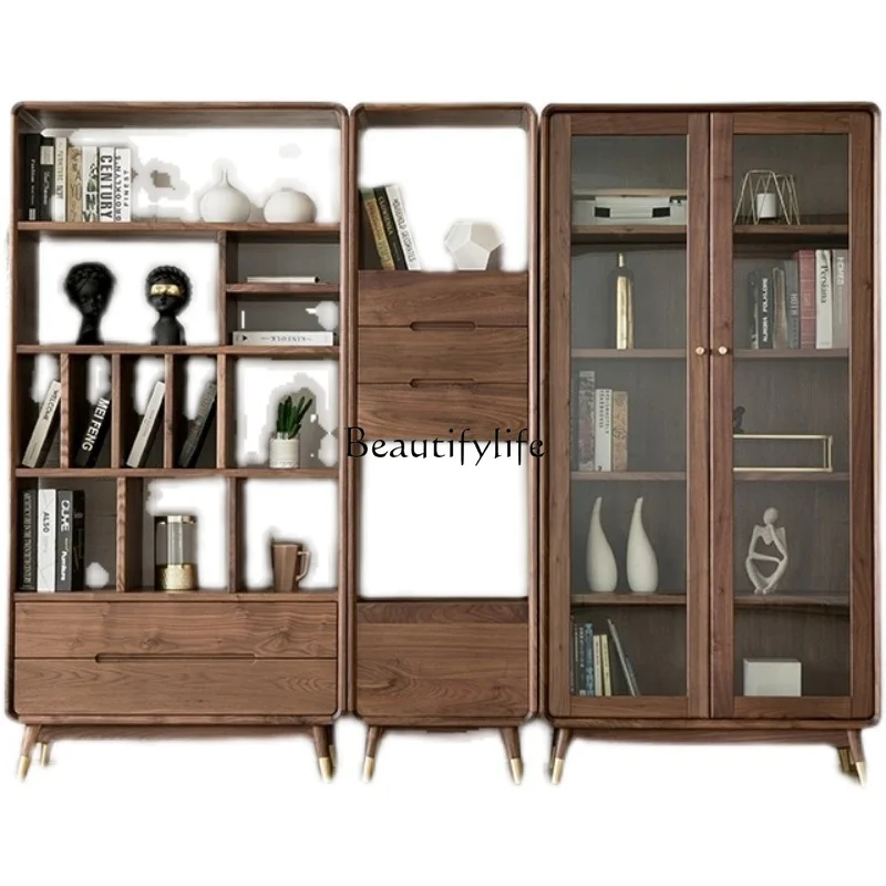 North American black walnut solid wood bookcase bookshelf combination log Nordic bookcase
North American black walnut solid wood bookcase bookshelf combination log Nordic bookcase