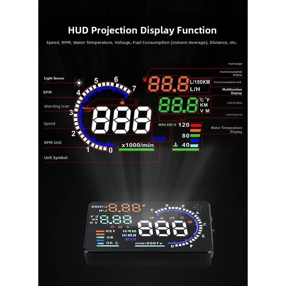 Car HUD Head Up Display Speed RPM Water Temperature Windshield Projector For A8 For Safe Auto Electronic Devices
Car HUD Head Up Display Speed RPM Water Temperature Windshield Projector For A8 For Safe Auto Electronic Devices