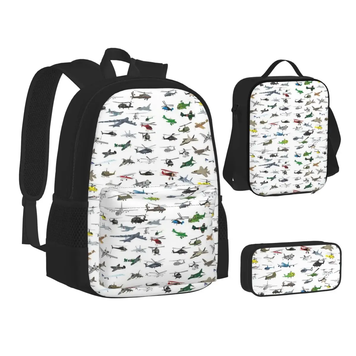 Various Colorful Airplanes And Helicopters Backpacks Bookbag School Bags Kids Rucksack Lunch Bag Pen Bag Three-Piece Set
Various Colorful Airplanes And Helicopters Backpacks Bookbag School Bags Kids Rucksack Lunch Bag Pen Bag Three-Piece Set