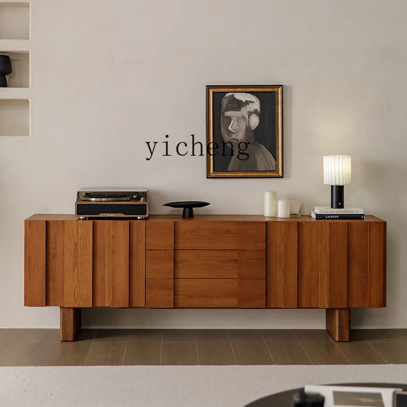 GZ medieval solid wood veneer TV cabinet retro teak veneer simple living room high floor cabinet
GZ medieval solid wood veneer TV cabinet retro teak veneer simple living room high floor cabinet