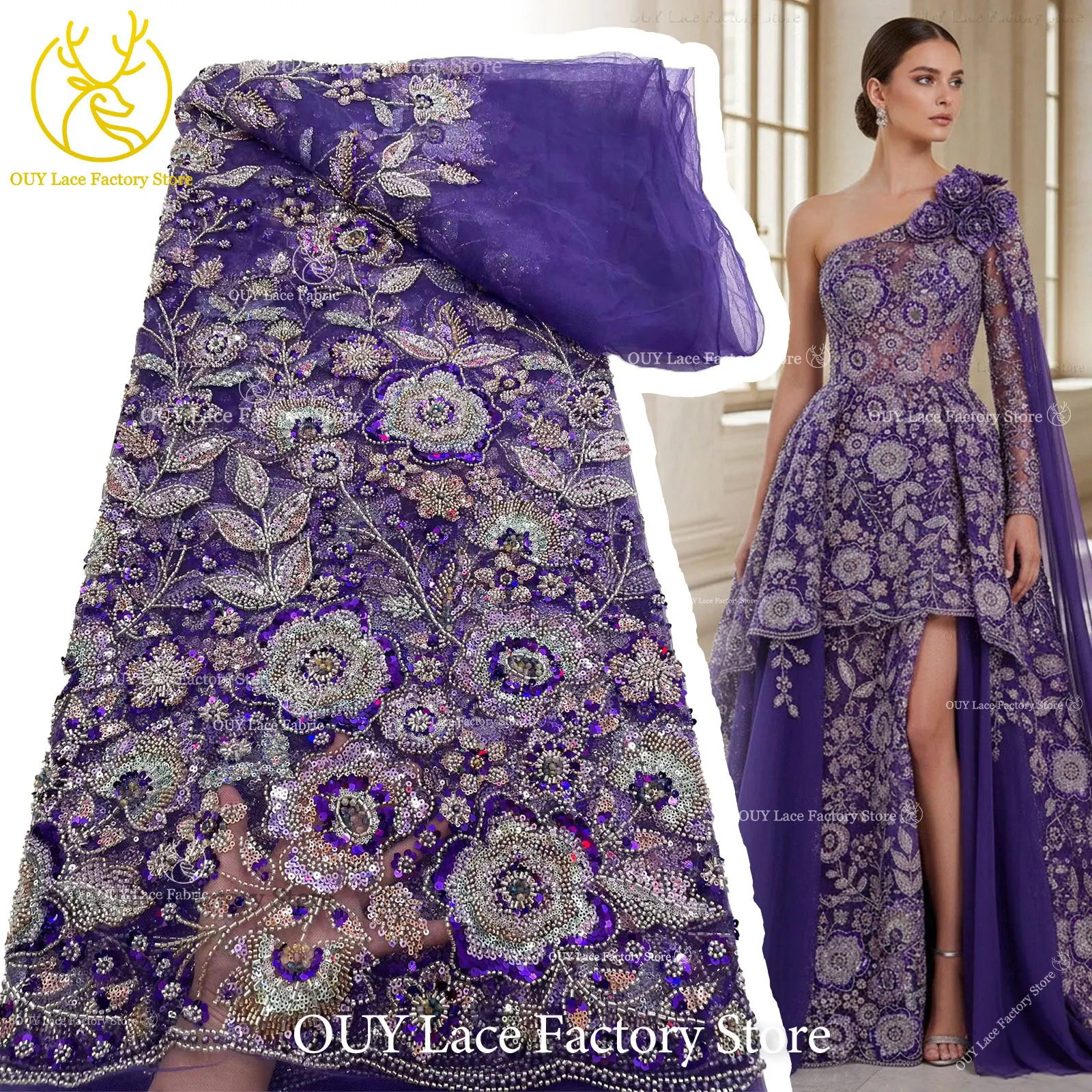 Luxury African Groom Beaded Sequins Lace Fabric 5 Yards Nigerian French Tulle Mesh Lace Fabric For Prom Evening Dress Sewing
Luxury African Groom Beaded Sequins Lace Fabric 5 Yards Nigerian French Tulle Mesh Lace Fabric For Prom Evening Dress Sewing