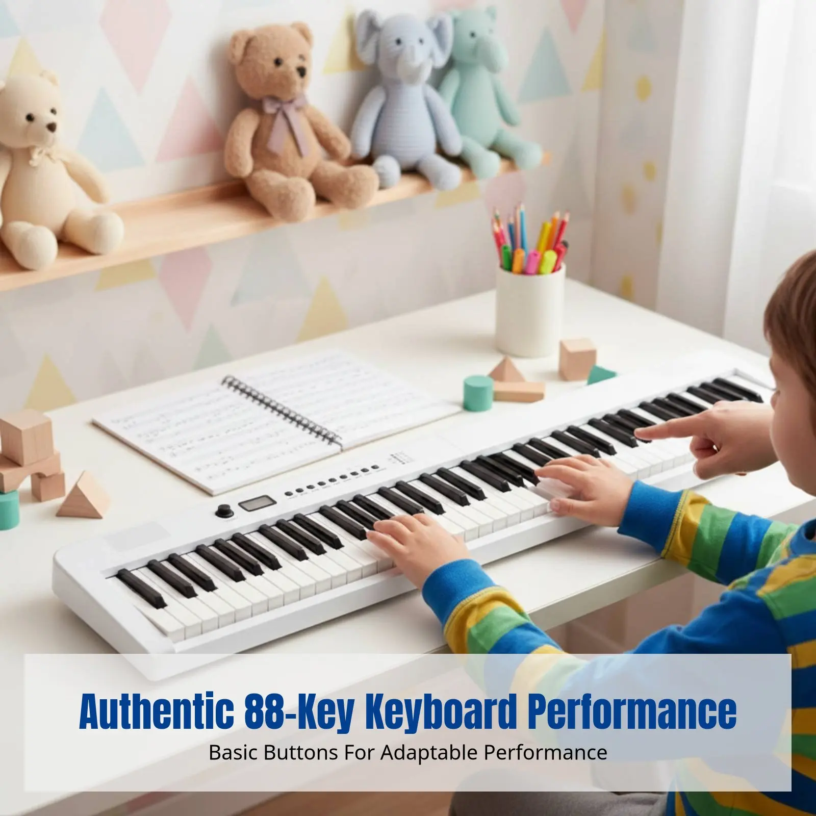 Portable Foldable 88-Key Digital Keyboard, Electronic Keyboard, Smart Teaching, Colorful, Entry-Level Music Instrument
Portable Foldable 88-Key Digital Keyboard, Electronic Keyboard, Smart Teaching, Colorful, Entry-Level Music Instrument