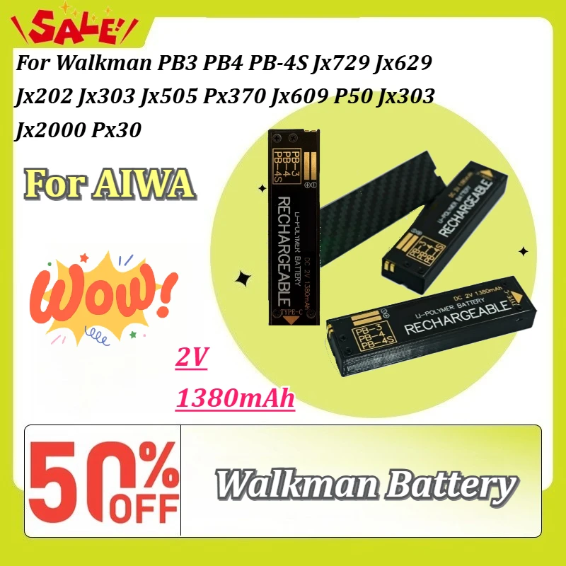 New 1380mAh 2V For AIWA Walkman PB3 PB4 PB-4S Jx729 Jx629 Jx202 Jx303 Jx505 Px370 Jx609 P50 Jx303 Jx2000 Px30 PB-3 PB-4 Battery
New 1380mAh 2V For AIWA Walkman PB3 PB4 PB-4S Jx729 Jx629 Jx202 Jx303 Jx505 Px370 Jx609 P50 Jx303 Jx2000 Px30 PB-3 PB-4 Battery