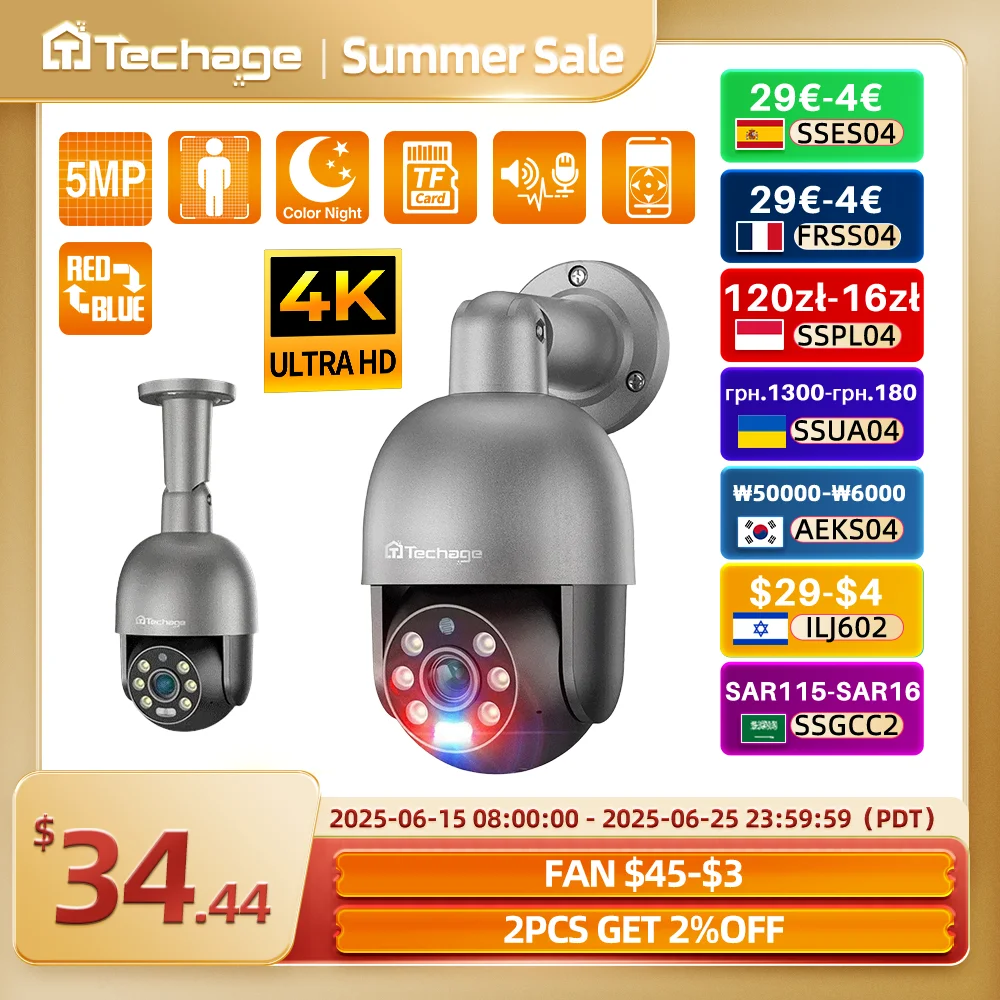 Techage 1pcs 5MP 8MP PoE IP Camera H.265 Video Encoding Outdoor Two-way Audio Camera For PoE NVR Security Surveillance System
Techage 1pcs 5MP 8MP PoE IP Camera H.265 Video Encoding Outdoor Two-way Audio Camera For PoE NVR Security Surveillance System
