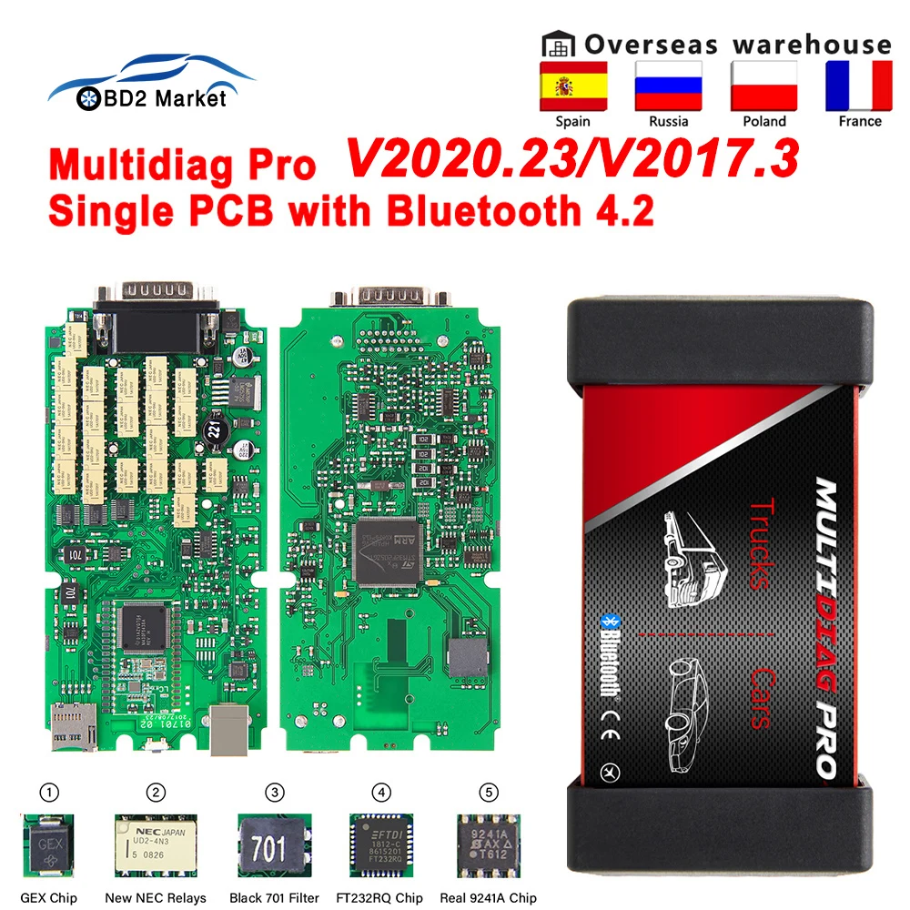 Multidiag Pro + NEC Relays 2021.11 Bluetooth OBD 2 Auto Scanner For Car Truck CDP OBD2 Car Diagnostic tool Single Board
Multidiag Pro + NEC Relays 2021.11 Bluetooth OBD 2 Auto Scanner For Car Truck CDP OBD2 Car Diagnostic tool Single Board