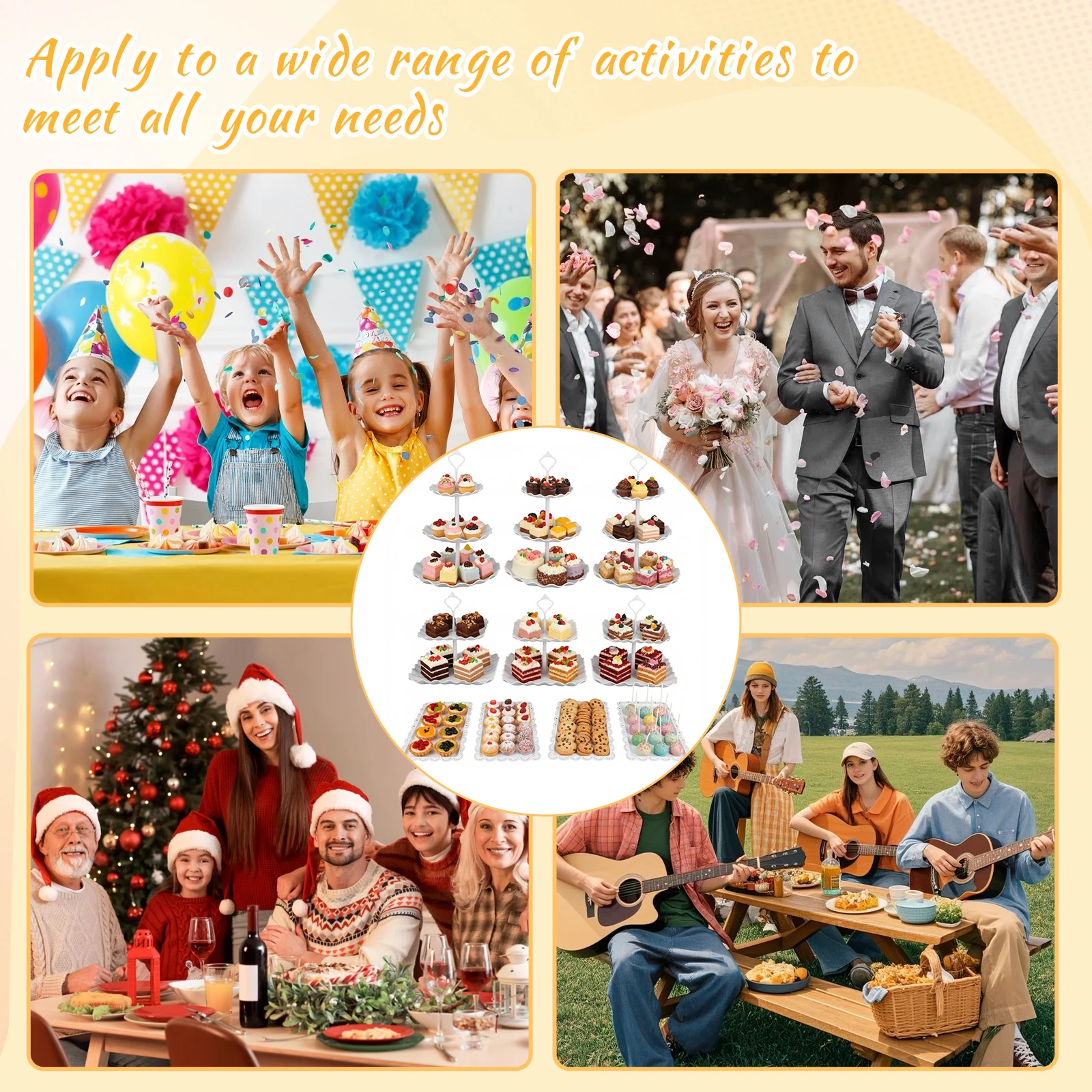 10Pcs Dessert Table Display Set Cupcake Stand Holder 3 Tier Serving Trays Cup Cake Tier Tower for Tea Party Birthday Baby Shower
10Pcs Dessert Table Display Set Cupcake Stand Holder 3 Tier Serving Trays Cup Cake Tier Tower for Tea Party Birthday Baby Shower