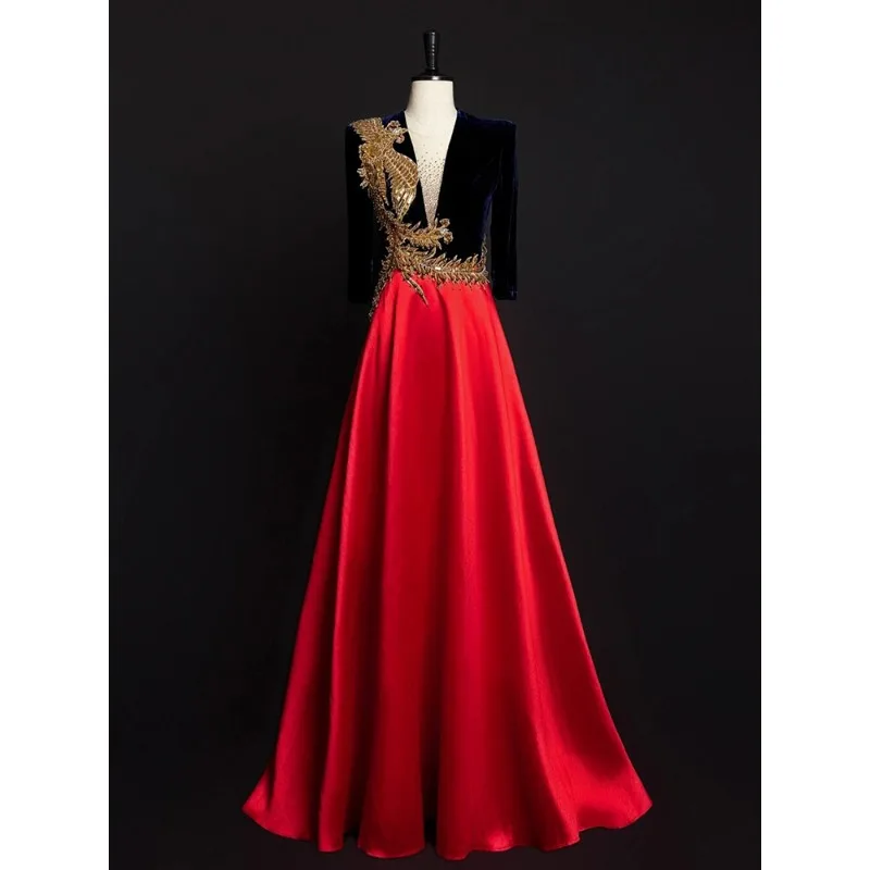 Наряд для выступлений концертного хора, женское длинное платье, вечернее платье для соревнований Red Song
Наряд для выступлений концертного хора, женское длинное платье, вечернее платье для соревнований Red Song