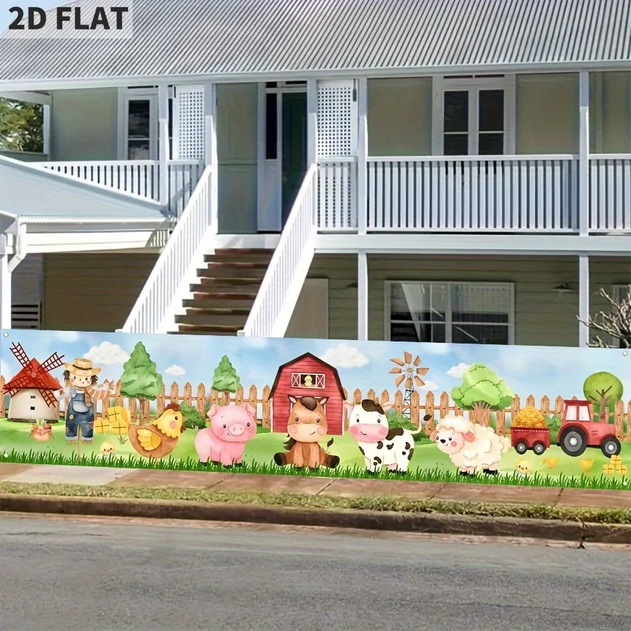 1pc Farm Scene Polyester Banner, Vibrant Cartoon Farm Animals & Windmill Design, for Birthday, Weddings, Christmas, Thanksgiving
1pc Farm Scene Polyester Banner, Vibrant Cartoon Farm Animals & Windmill Design, for Birthday, Weddings, Christmas, Thanksgiving