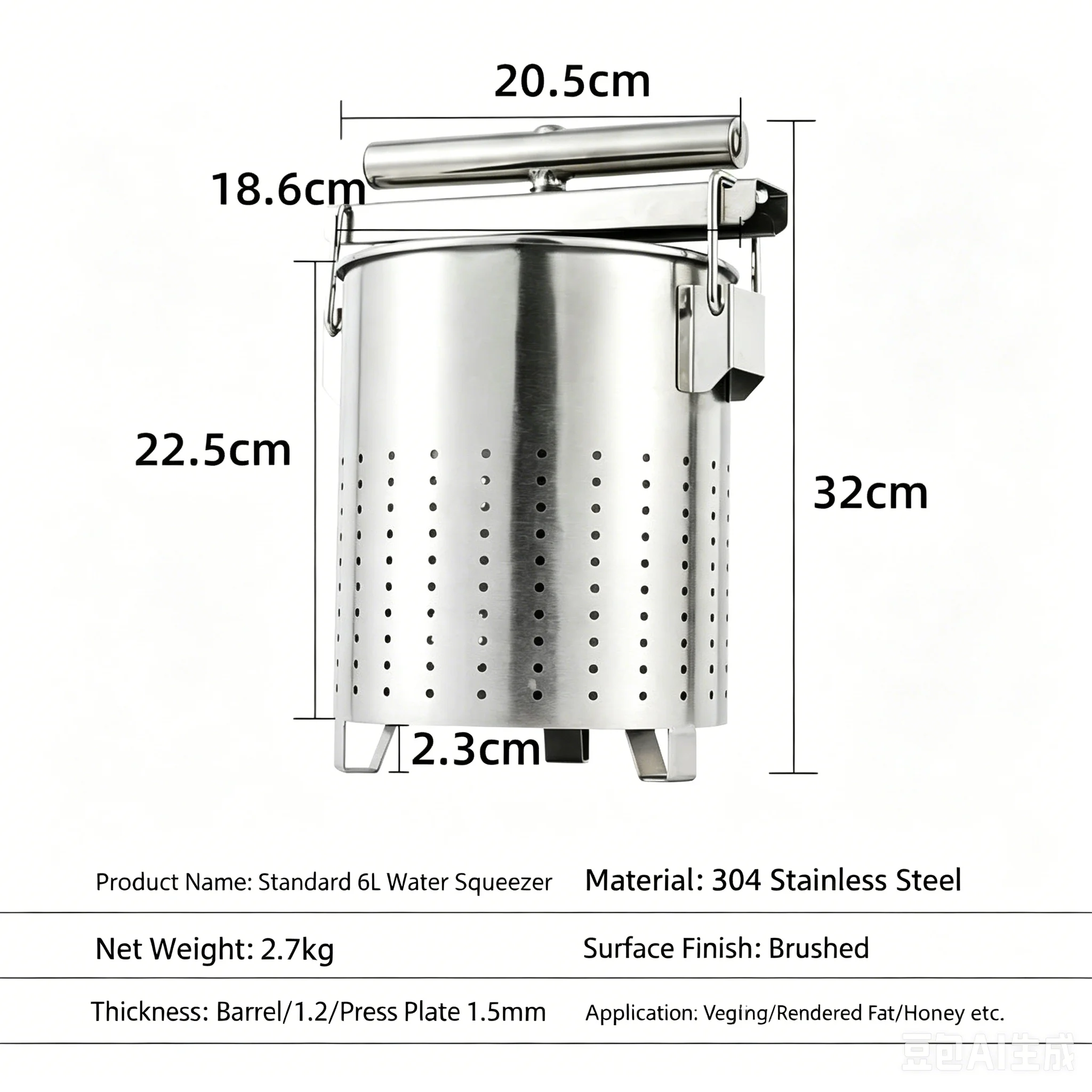 304 Stainless Steel Manual Vegetable Dehydrator Thickened Water Press For Veggie Honey Wine Fermented Grains
304 Stainless Steel Manual Vegetable Dehydrator Thickened Water Press For Veggie Honey Wine Fermented Grains
