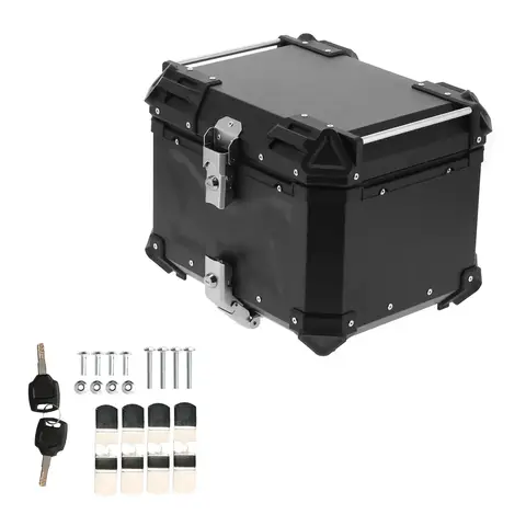 Motorbike Storage Box Tail Box Trunk Carrier Top Box  Black 45L Motorcycle  Aluminum Top Case Tail Box Luggage