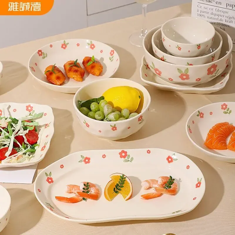 Bowl Plate Combination Household Tableware Ceramic Double Ear Simple Soup Bowl Round Plate Household Rice Bowl Underglaze Color
Bowl Plate Combination Household Tableware Ceramic Double Ear Simple Soup Bowl Round Plate Household Rice Bowl Underglaze Color