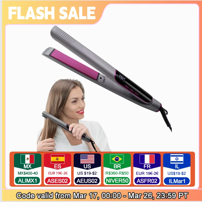 Hatteker Professional Hair Straightener LCD Display Flat Iron Negative Ion Infrared Hair Care for Women
Hatteker Professional Hair Straightener LCD Display Flat Iron Negative Ion Infrared Hair Care for Women