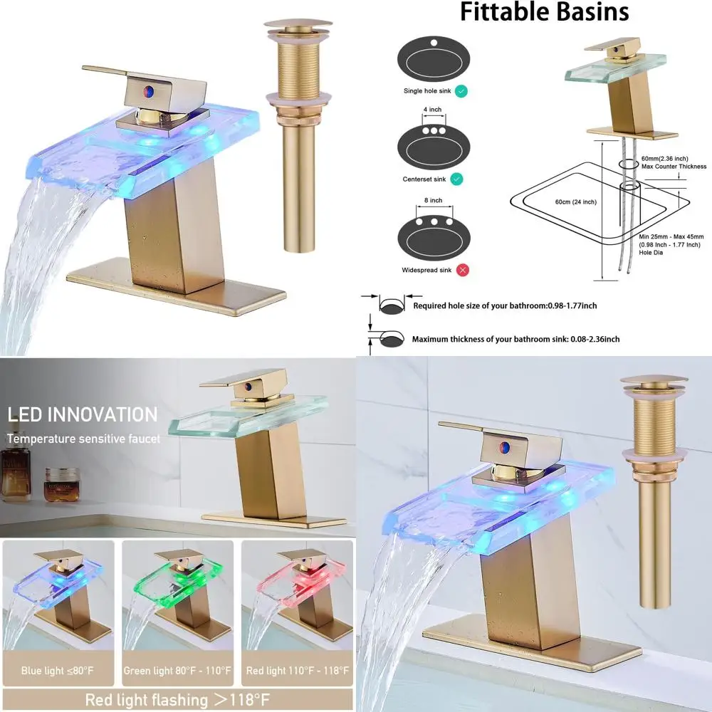 Матовый золотой смеситель-водопад с одним отверстием, выдвижным сливом и стеклянным изливом для раковин с одним отверстием
Матовый золотой смеситель-водопад с одним отверстием, выдвижным сливом и стеклянным изливом для раковин с одним отверстием