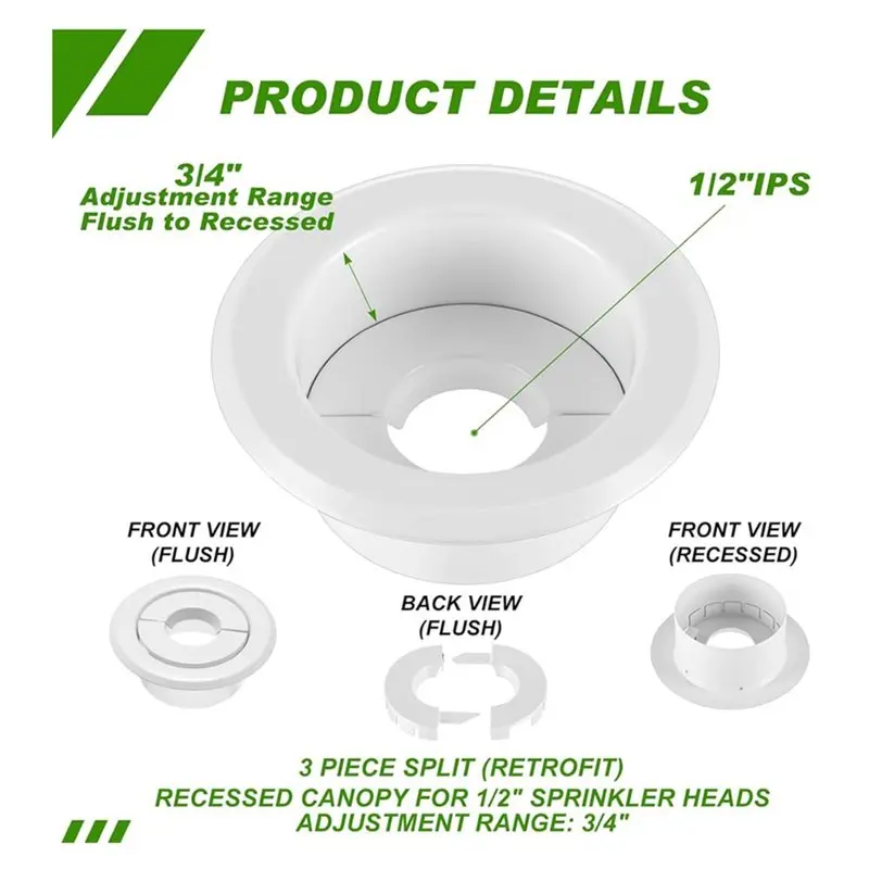 ABMR-Retrofit Recessed Fire Sprinkler Escutcheon 1/2" 12 Pcs 3 Pieces 3/4" Adjustment Sprinkler Head Cover Ips Split
ABMR-Retrofit Recessed Fire Sprinkler Escutcheon 1/2" 12 Pcs 3 Pieces 3/4" Adjustment Sprinkler Head Cover Ips Split
