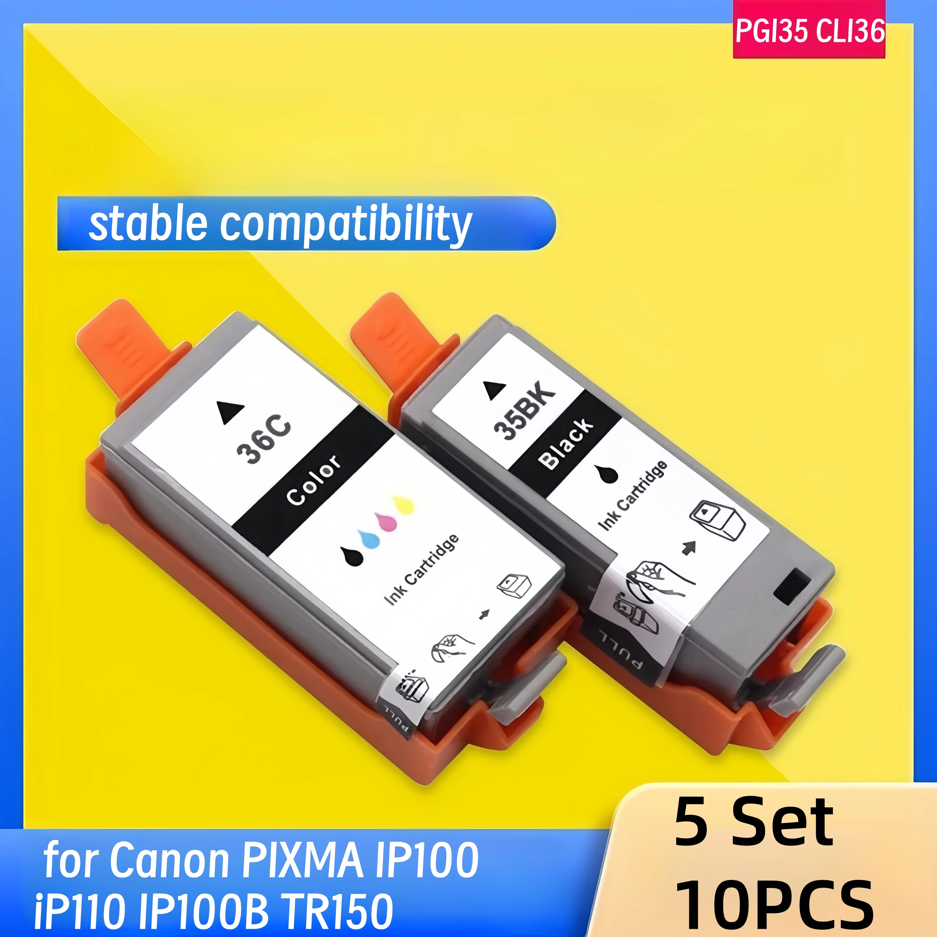 5Set PGI-35 PGI35 Ink Cartridge Compatible CLI-36 CLI36 pgi35 cli36 for Canon PIXMA IP100 iP110 IP100B TR150 Printer Ink
5Set PGI-35 PGI35 Ink Cartridge Compatible CLI-36 CLI36 pgi35 cli36 for Canon PIXMA IP100 iP110 IP100B TR150 Printer Ink