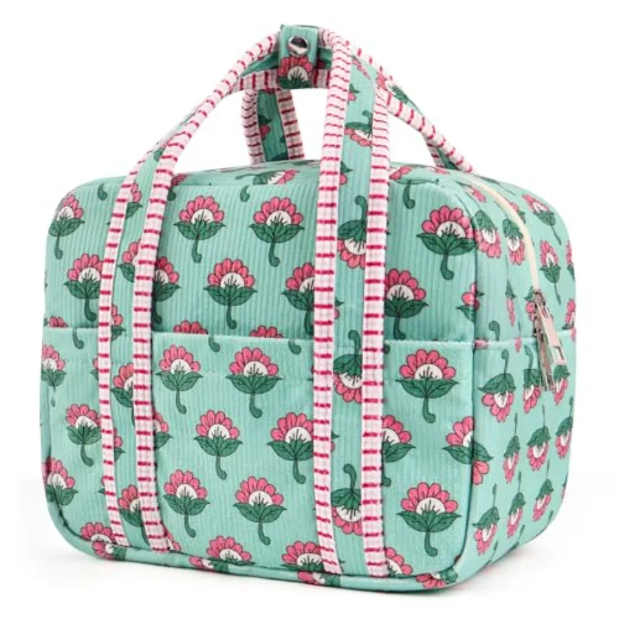 Aesthetic Corduroy Insulated Lunch Bag for Women, Floral Block Print Lunch Box with Pocket, Spacious Boho Reusable Cooler Tote
Aesthetic Corduroy Insulated Lunch Bag for Women, Floral Block Print Lunch Box with Pocket, Spacious Boho Reusable Cooler Tote