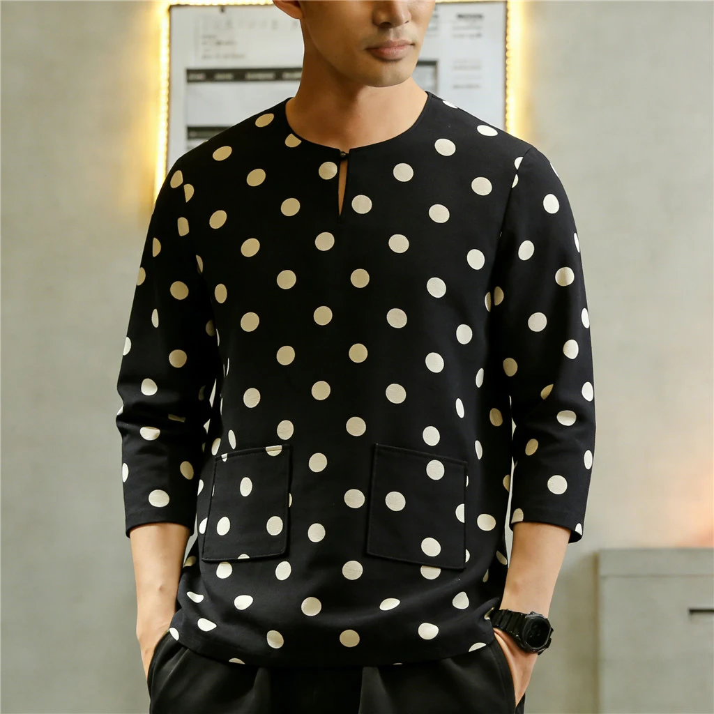Men's Casual 3/4 Sleeve Round Neck Shirt, Casual Fit dot Pattern 3D Print Blouse Pockets Ethnic Pattern Daily Vacation Wear Top
Men's Casual 3/4 Sleeve Round Neck Shirt, Casual Fit dot Pattern 3D Print Blouse Pockets Ethnic Pattern Daily Vacation Wear Top