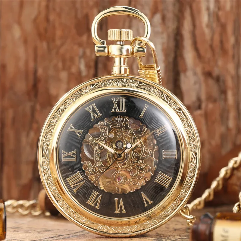 Luxury Yellow Golden Pocket Watch Roman Number Display Mechanical Automatic Clock for Men Fob Chain Watches Collectable Reloj
Luxury Yellow Golden Pocket Watch Roman Number Display Mechanical Automatic Clock for Men Fob Chain Watches Collectable Reloj