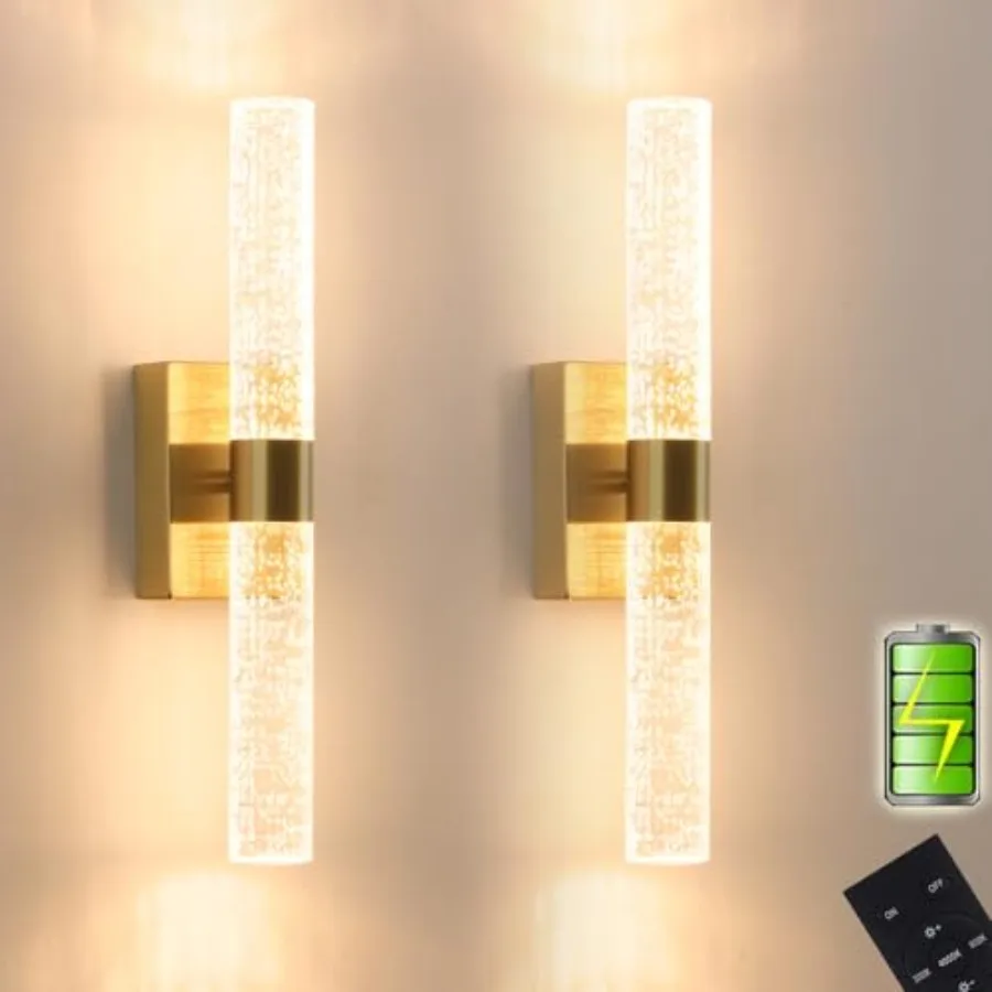Battery Operated Wall Sconces Set of 2: Rechargeable Battery Powered Gold Wall Lamp, Dimmable Wall Lights Fixtures for Living R
Battery Operated Wall Sconces Set of 2: Rechargeable Battery Powered Gold Wall Lamp, Dimmable Wall Lights Fixtures for Living R