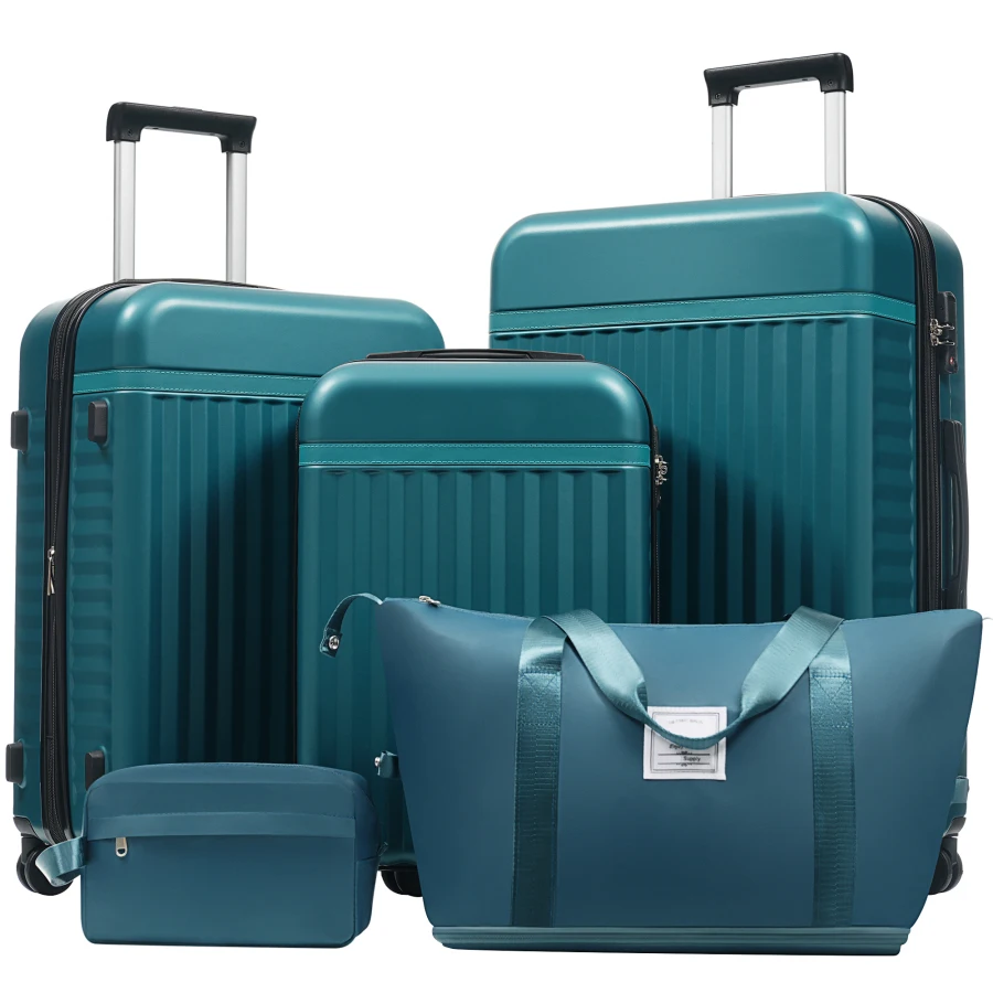 Luggage Set 5 Piece for Travel, Polycarbonate Hardside Carry-on Suitcase in Black, Expandable with Spinner Wheels, TSA Lock, Li
Luggage Set 5 Piece for Travel, Polycarbonate Hardside Carry-on Suitcase in Black, Expandable with Spinner Wheels, TSA Lock, Li