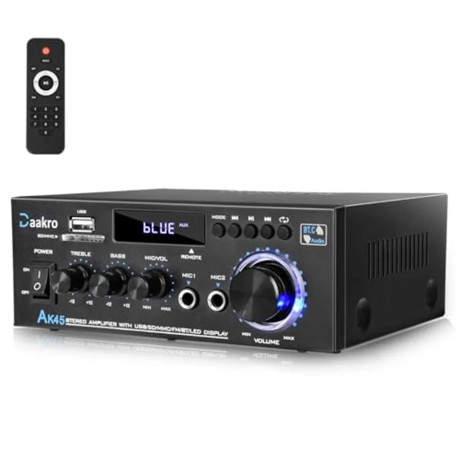 Daakro AK45 Stereo o Amplifier, 300W Home 2 Channel Wirel Bluetooth 5.0 Power Amplifier System, Home Amplifiers FM Radio, USB,
Daakro AK45 Stereo o Amplifier, 300W Home 2 Channel Wirel Bluetooth 5.0 Power Amplifier System, Home Amplifiers FM Radio, USB,