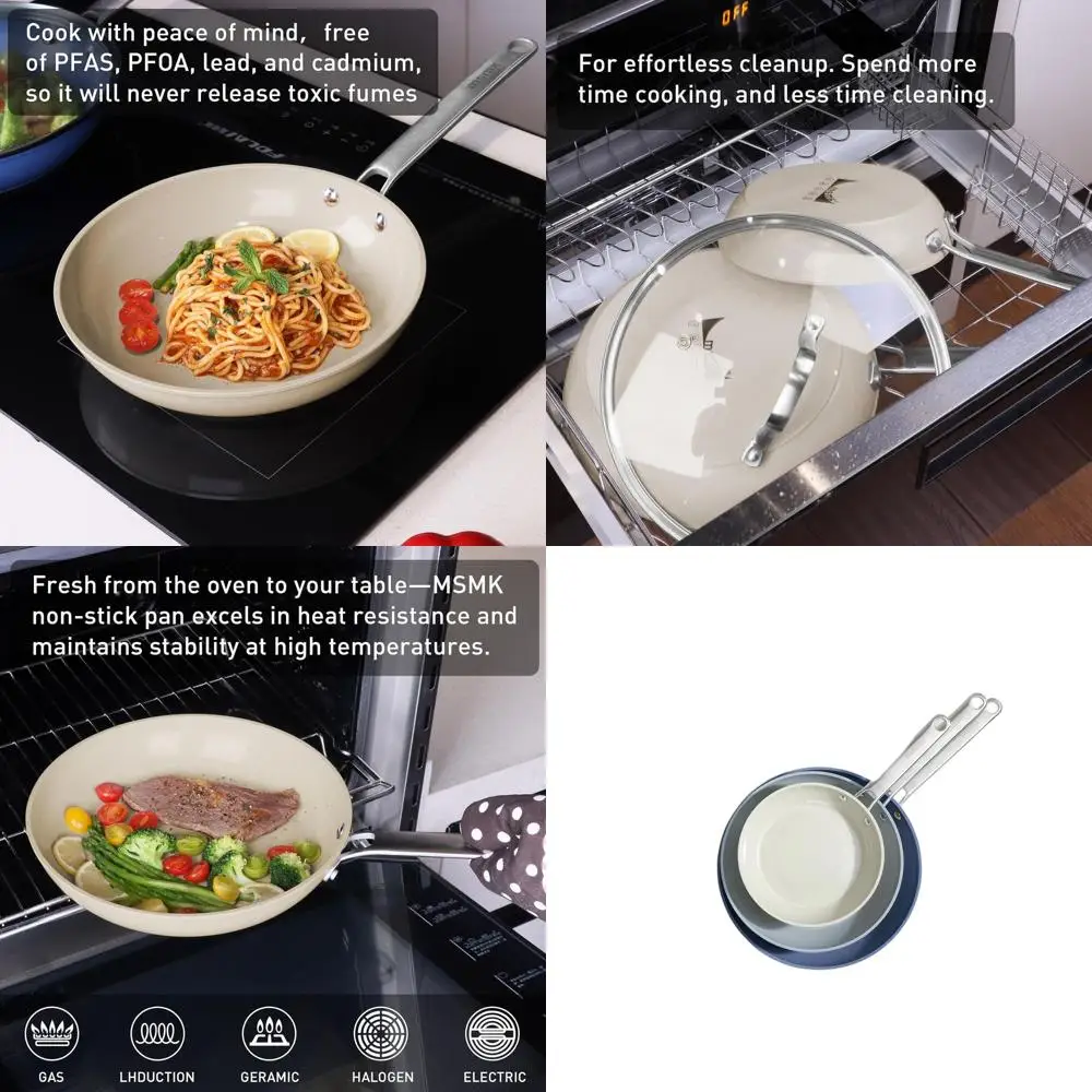 3-Layer Nonstick Pan Set: 8, 10, 12 Inch Pans with Glass Lids, Even Heat, Cool Grips, Induction Ready
3-Layer Nonstick Pan Set: 8, 10, 12 Inch Pans with Glass Lids, Even Heat, Cool Grips, Induction Ready