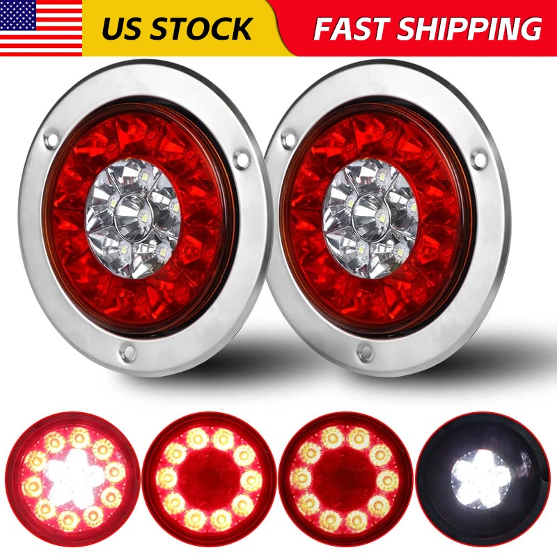 4 inch Round 16 LED Tail Light Brake Turn Signal Light White Red Rear Position Light For Truck Trailer Pickup ATV Lorry 12V 24V
4 inch Round 16 LED Tail Light Brake Turn Signal Light White Red Rear Position Light For Truck Trailer Pickup ATV Lorry 12V 24V