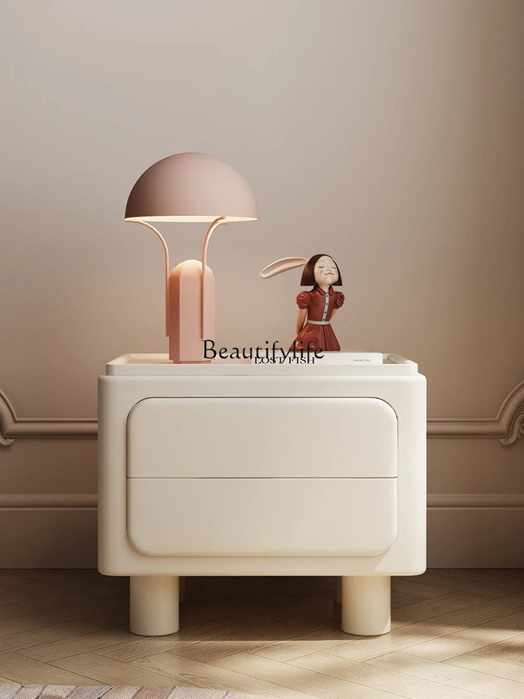 44Cream Style Smart Bedside Table Advanced Leather Modern Minimalist Bedside Cabinet
44Cream Style Smart Bedside Table Advanced Leather Modern Minimalist Bedside Cabinet