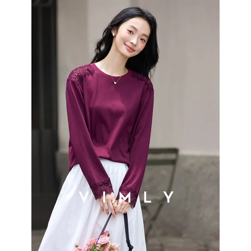 VIMLY Long Sleeve Casual Tops Ladies Autumn 2025 Splicing Hollow Out Knitted T-shirts Femmes Round Neck Strecth Woman Tees A2109
VIMLY Long Sleeve Casual Tops Ladies Autumn 2025 Splicing Hollow Out Knitted T-shirts Femmes Round Neck Strecth Woman Tees A2109