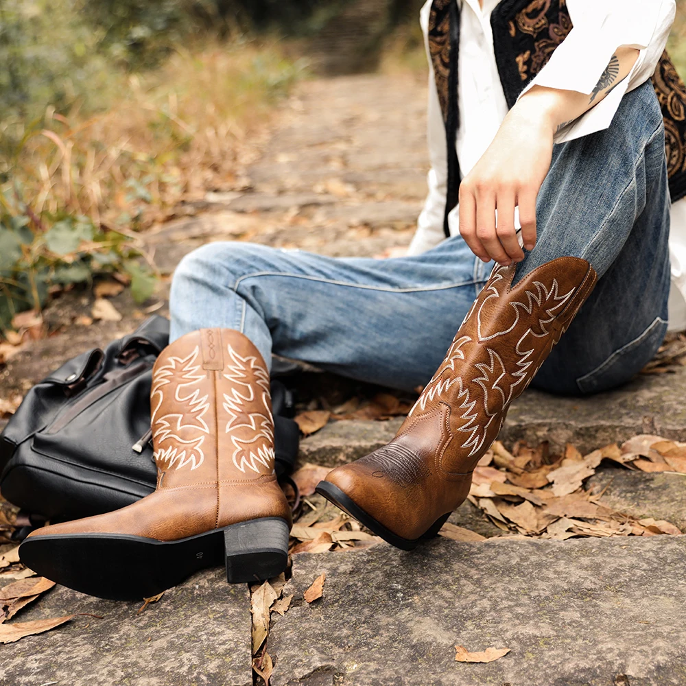 10A Mioeert Мужские ковбойские сапоги в стиле вестерн с круглым носком и деревянной подошвой на каблуке с вышивкой
10A Mioeert Мужские ковбойские сапоги в стиле вестерн с круглым носком и деревянной подошвой на каблуке с вышивкой