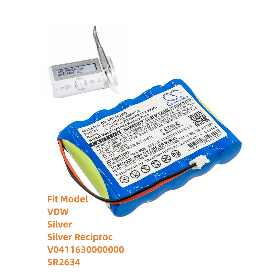 Medical Battery For VDW:GP210AAHCB5BMXZ,Silver,Silver Reciproc,V0411630000000,SR2634,--2000mAh / 12.00Wh--Ni-MH--6.00V
Medical Battery For VDW:GP210AAHCB5BMXZ,Silver,Silver Reciproc,V0411630000000,SR2634,--2000mAh / 12.00Wh--Ni-MH--6.00V